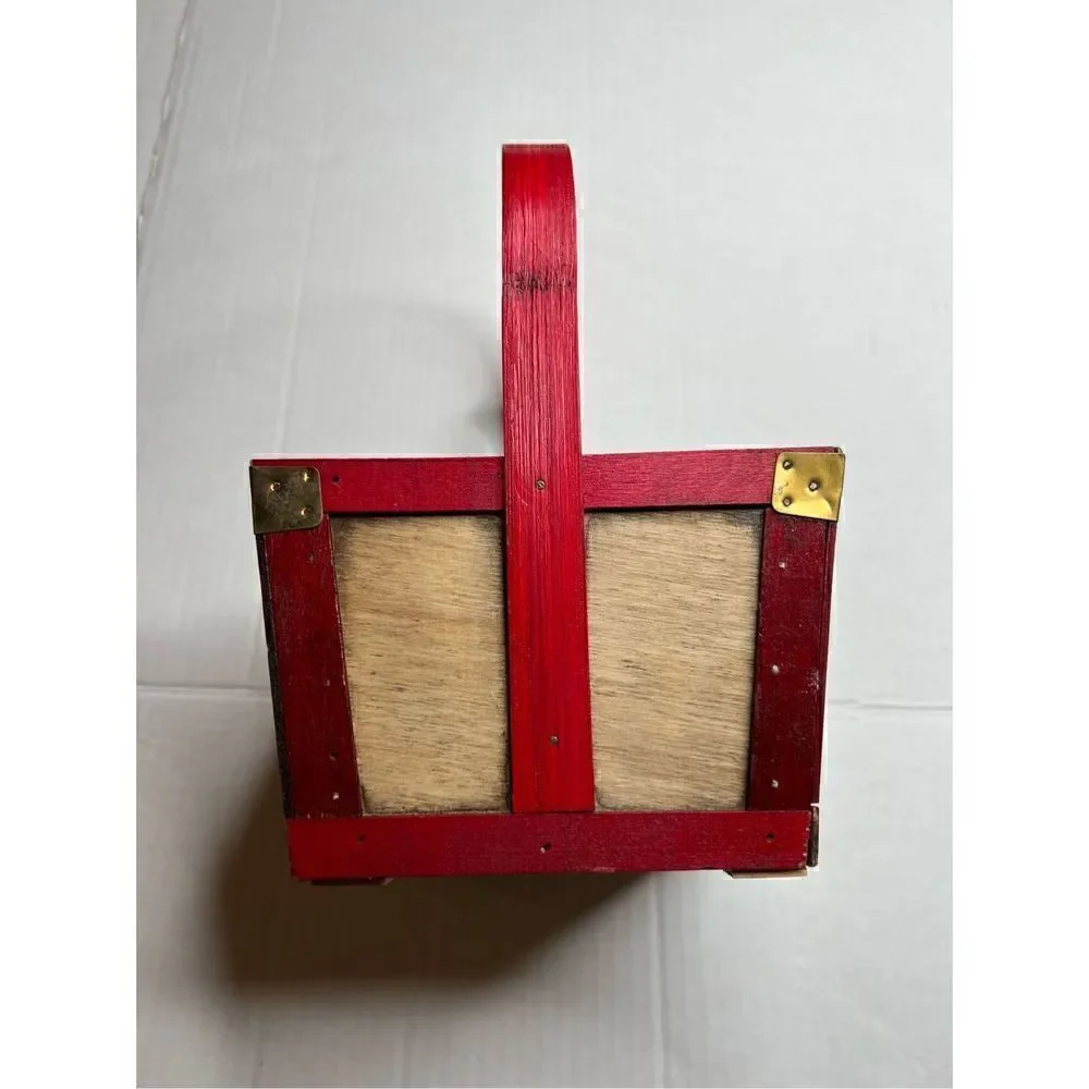 Vintage Christmas pine tree wooden basket